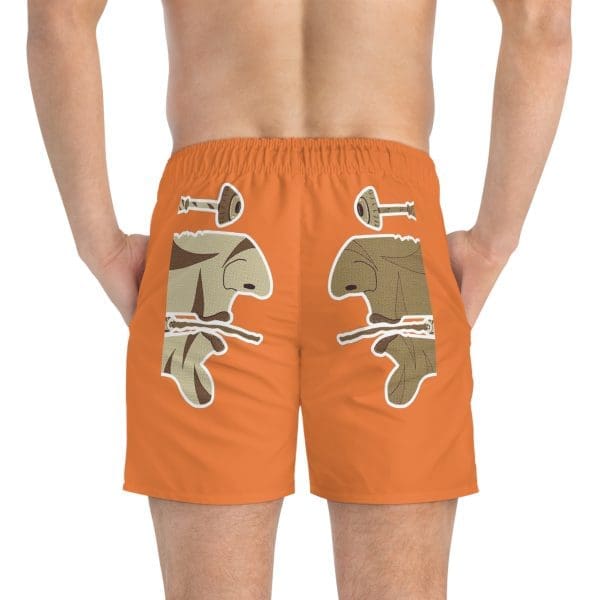 Swim Trunks , orange, funky face's. - Image 5