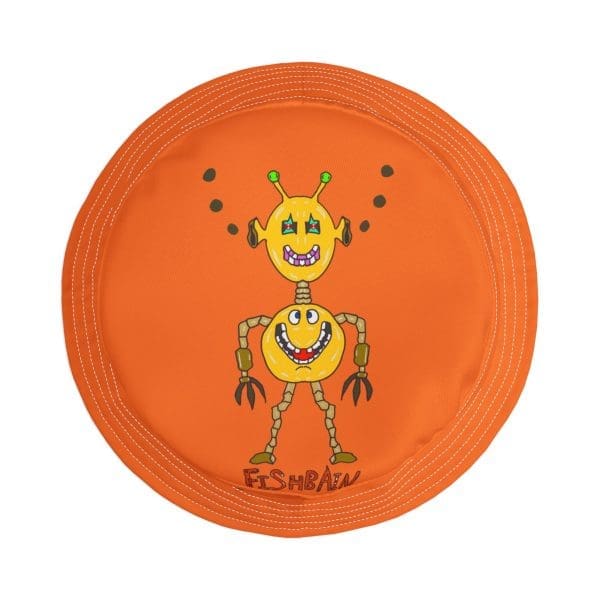 Bucket Hat , orange fun robot. - Image 5