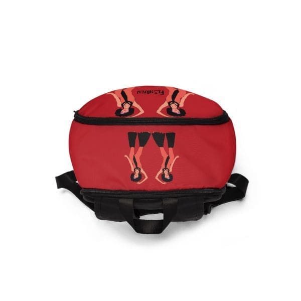 Unisex Fabric Backpack,red, funky lady's design. - Image 4
