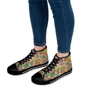 Women's High Top Sneakers, flower power vibrant walk.