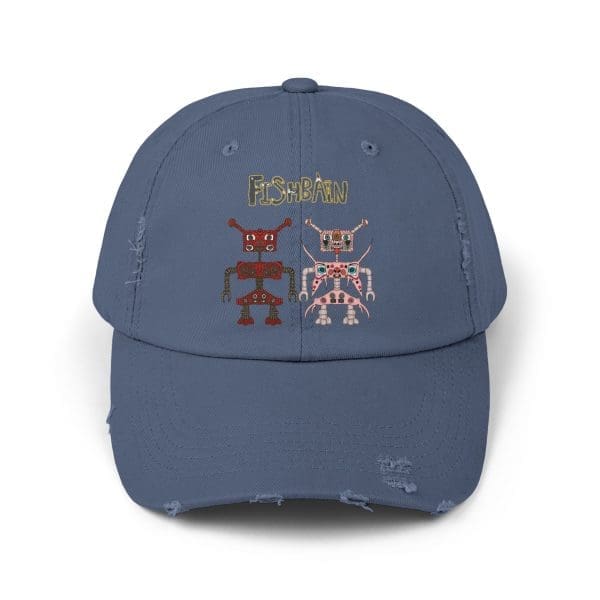 Unisex Distressed Cap, Retro robots in a variety of colors - Image 8