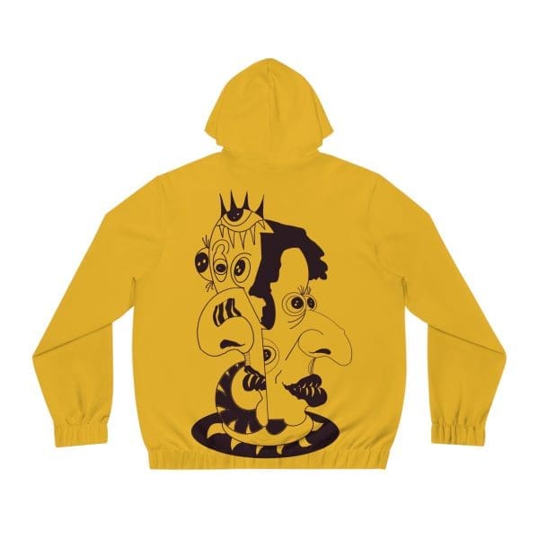 Men's Full-Zip Hoodie, yellow black design wear, funky clothing. - Image 2