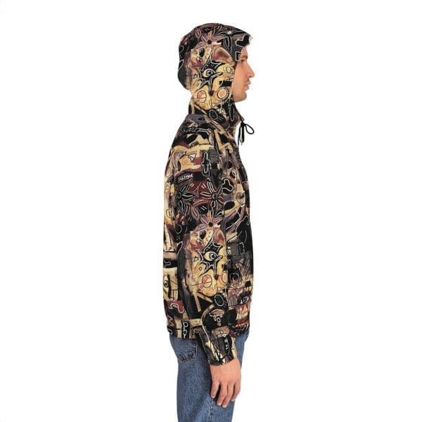 Men's Full-Zip Hoodie graffiti brown black funky wear. - Image 5