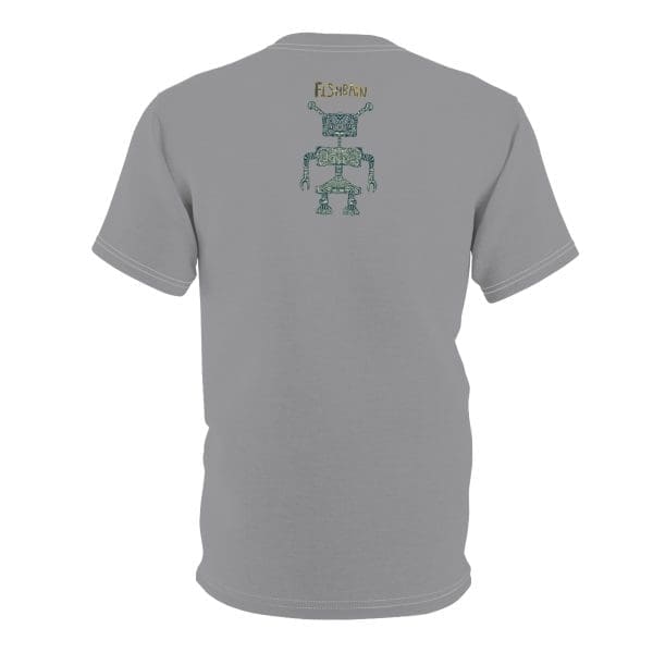 Unisex Cut & Sew Tee, Grey, funky robot clothing T-shirt. - Image 3