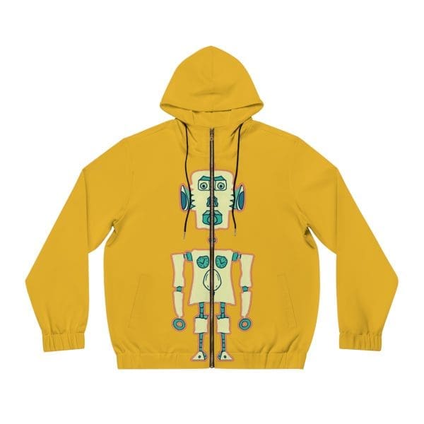 Men's Full-Zip Hoodie, your yellow robot clothing. - Image 3