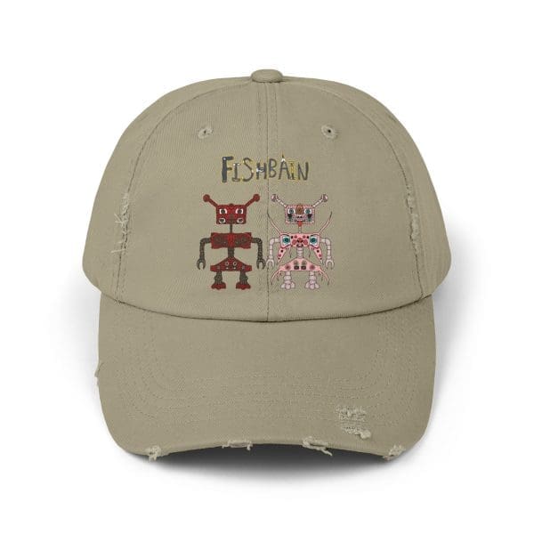 Unisex Distressed Cap, Retro robots in a variety of colors - Image 7