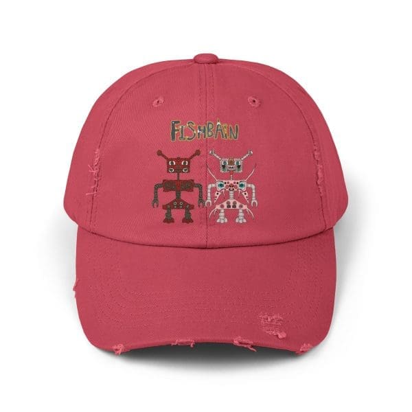 Unisex Distressed Cap, Retro robots in a variety of colors - Image 14