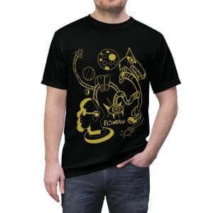 Unisex Cut & Sew Tee , black and gold, urban, unique design clothing T-shirt.
