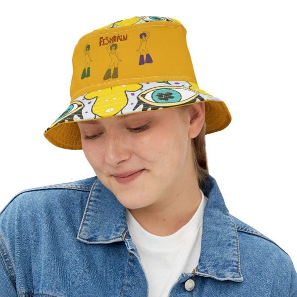 Bucket Hat,Trippy cool, acid yellow lemon, urban clothi - Image 5
