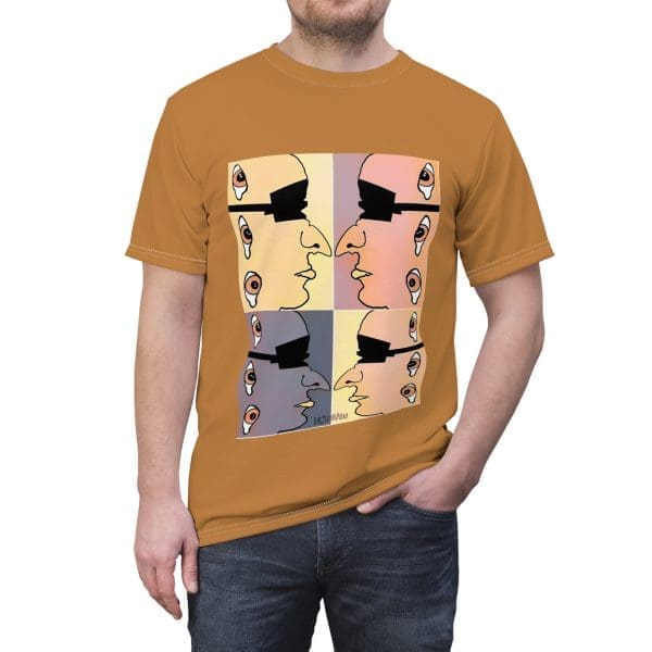 Unisex Cut & Sew Tee, pop art, Psychedelic yellow mellow, clothing T-shirt. - Image 3