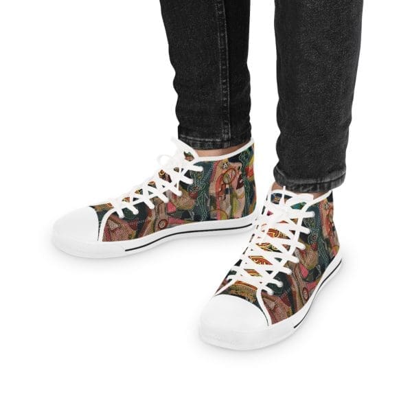 Men's High Top Sneakers, artsy vivid walk.white sole