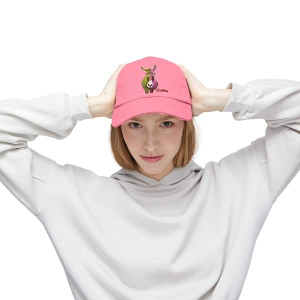 Unisex Distressed Cap, donkey funky green perple. - Image 9