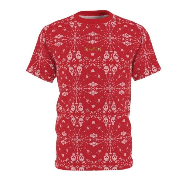Unisex Cut & Sew Tee, red White, Trippy. Geometric patterns T-shirt.