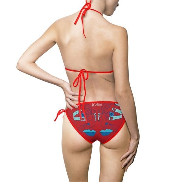 Women's Bikini Swimsuit red,face pop design. - Image 3