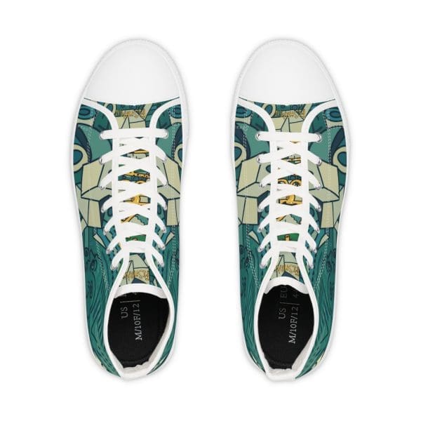 Men's High Top Sneakers, blue green pop walk.white sole - Image 2