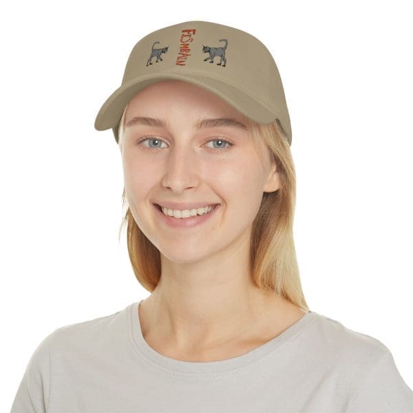 Low Profile Baseball Cap, Grey cat's design. - Image 4