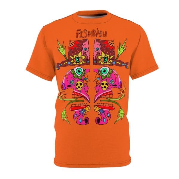 Unisex Cut & Sew Tee , orange psychedelic face's design T-shirt. - Image 2