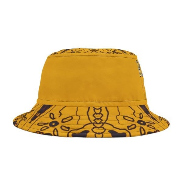 Bucket Hat , yellow cat's black design. - Image 3
