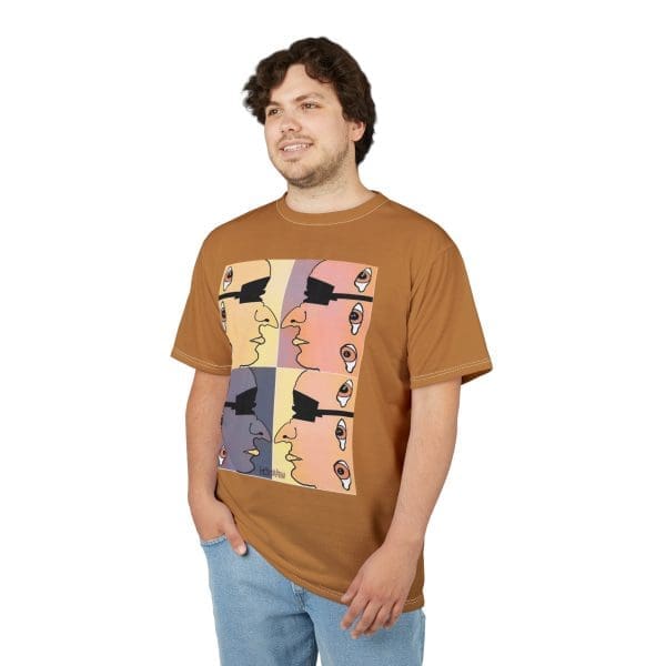 Unisex Cut & Sew Tee, pop art, Psychedelic yellow mellow, clothing T-shirt. - Image 4