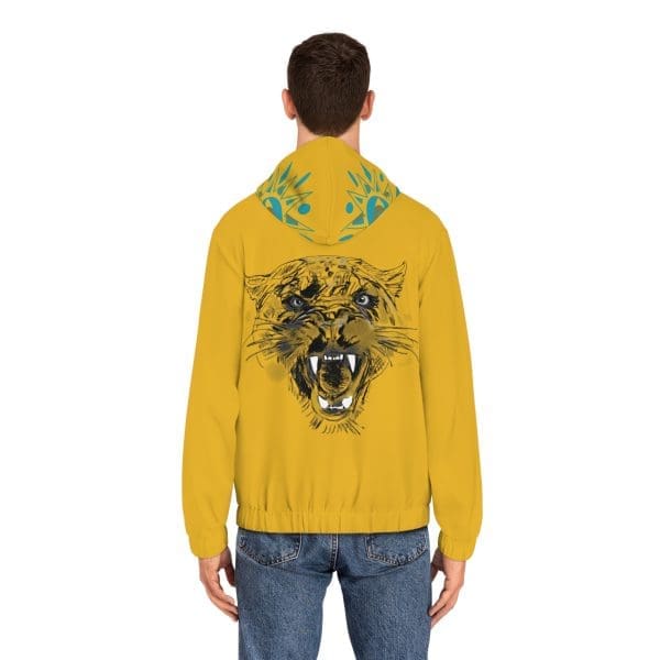 Men's Full-Zip Hoodie yellow tiger head, graffiti wear.. - Image 4