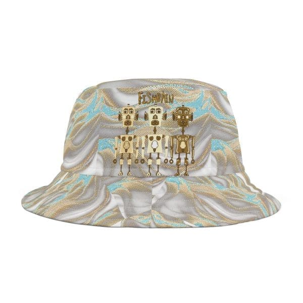 Bucket Hat , golden robots invaders, - Image 2