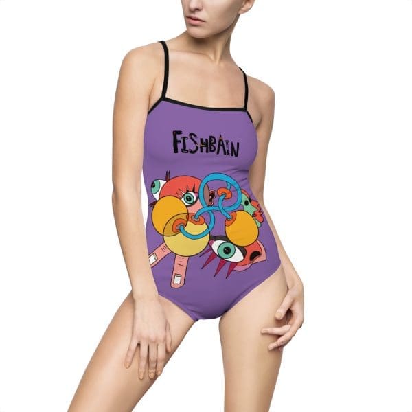 Women's One-piece Swimsuit, perple, funky lady design.