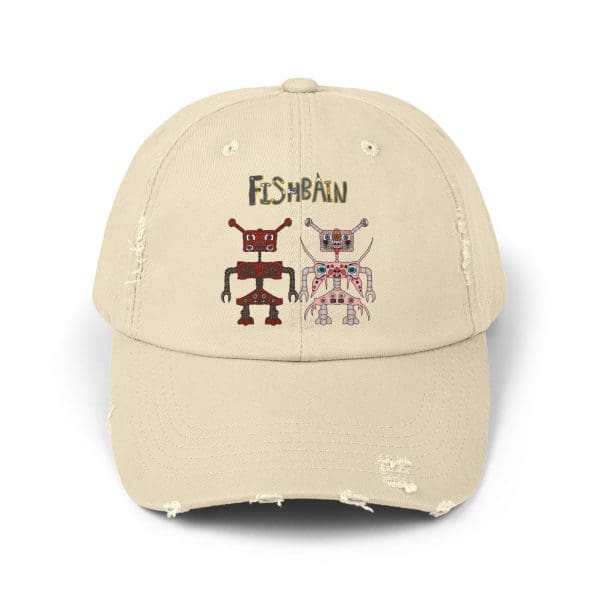Unisex Distressed Cap, Retro robots in a variety of colors - Image 3
