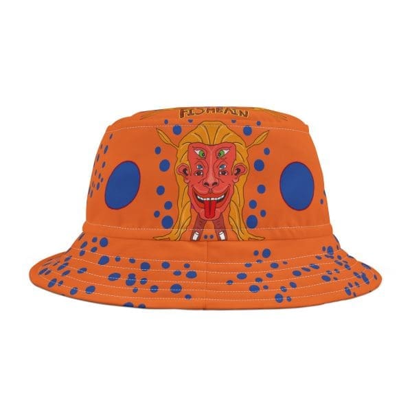 Bucket Hat, orange blue dots, psychedelic face. - Image 2
