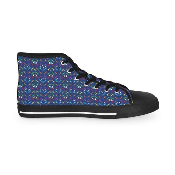 Men's High Top Sneakers, blue perple psychedelic walk. - Image 4