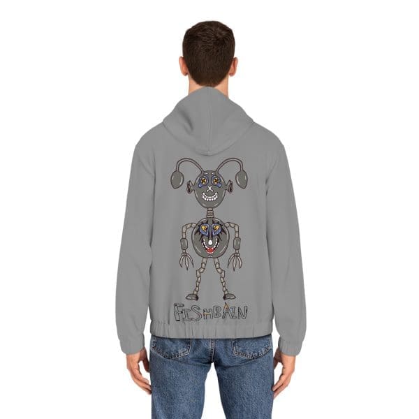 Men's Full-Zip Hoodie, grey,Dope robot design.. - Image 4