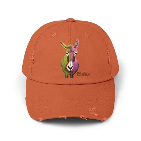 Unisex Distressed Cap, donkey funky green perple. - Image 4