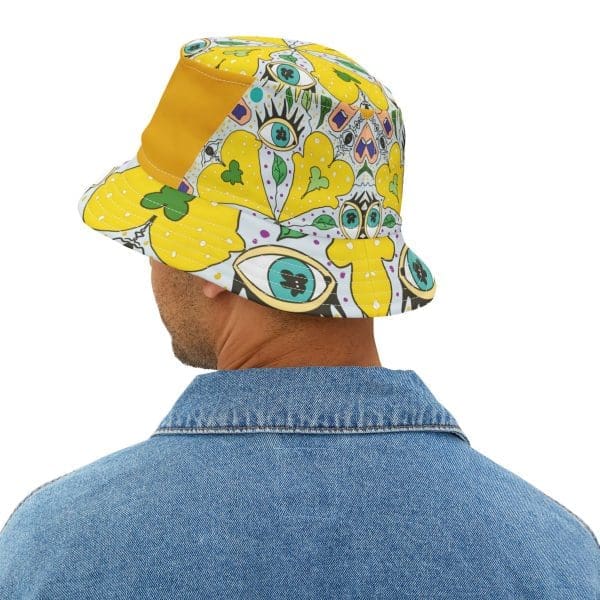 Bucket Hat,Trippy cool, acid yellow lemon, urban clothi - Image 4