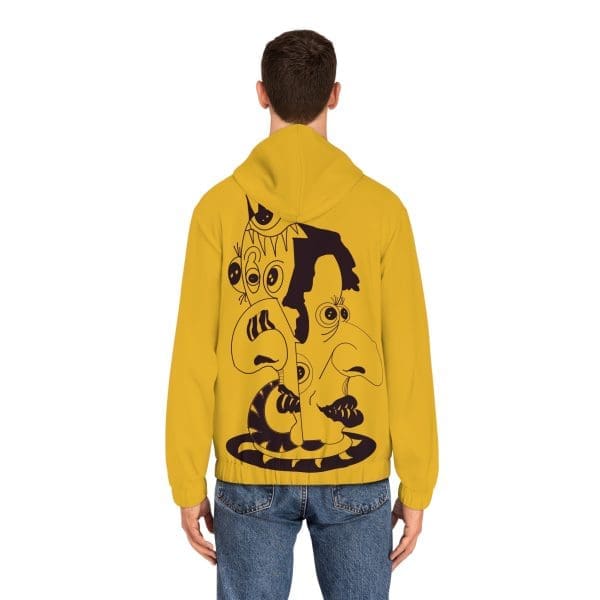 Men's Full-Zip Hoodie, yellow black design wear, funky clothing. - Image 4