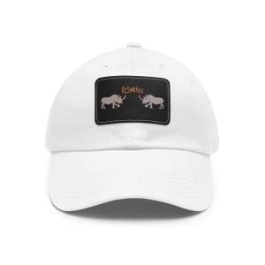 Dad Hat with Leather Patch,  rhinoceros.