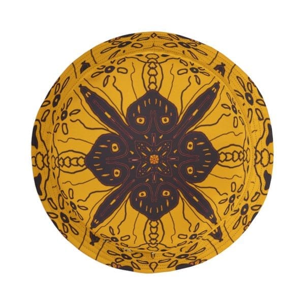 Bucket Hat , yellow cat's black design. - Image 5