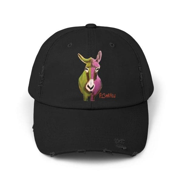 Unisex Distressed Cap, donkey funky green perple.