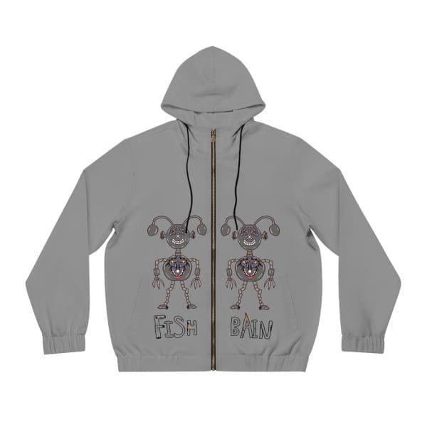 Men's Full-Zip Hoodie, grey,Dope robot design..