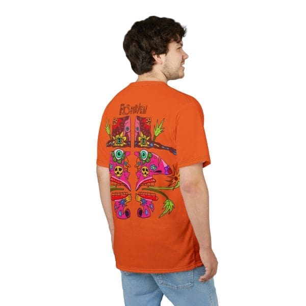 Unisex Cut & Sew Tee , orange psychedelic face's design T-shirt. - Image 4
