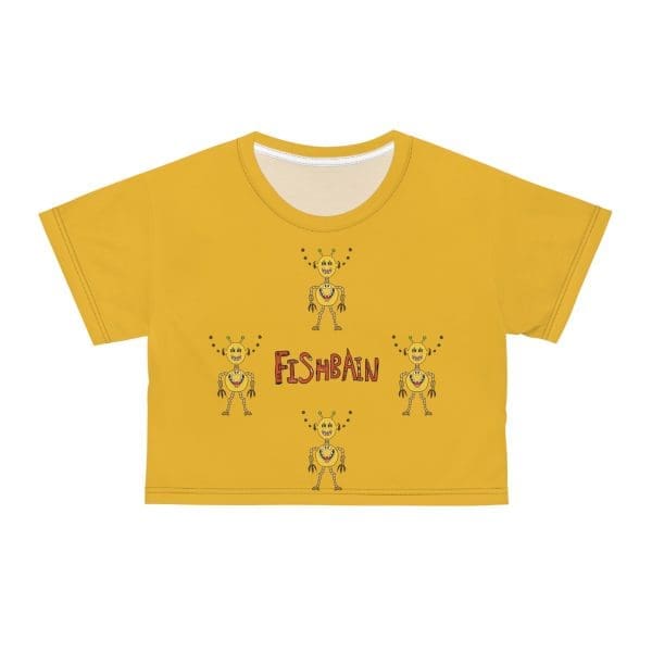 Crop Tee , yellow, hip robot design. - Image 2