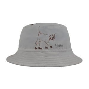 Bucket Hat grey black cat .