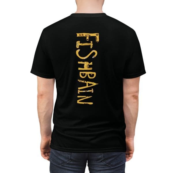 Unisex Cut & Sew Tee, black with golden funky face's T-shirt. - Image 2