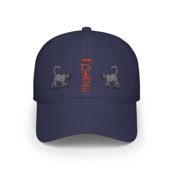 Low Profile Baseball Cap, Grey cat's design. - Image 7