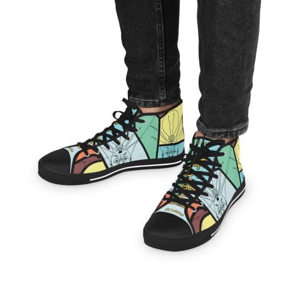 Men's High Top Sneakers, vivid funky walk.