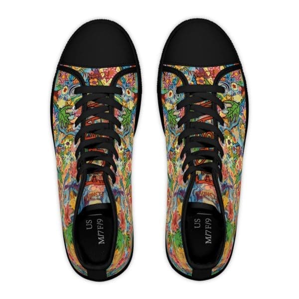 Women's High Top Sneakers, flower power vibrant walk. - Image 2