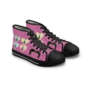 Women's High Top Sneakers pink perple, fun hearts clothing.