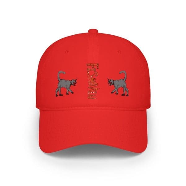 Low Profile Baseball Cap, Grey cat's design.