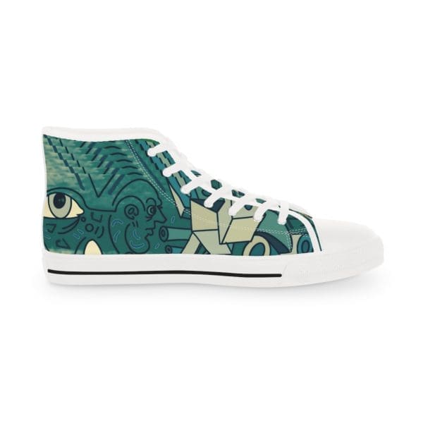 Men's High Top Sneakers, blue green pop walk.white sole - Image 4