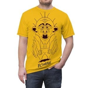 Unisex Cut & Sew Tee pop art, Minimalist Anarchy, Psychedelic Freedom punk  yellow T-shirt.
