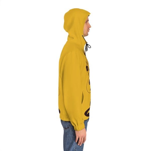 Men's Full-Zip Hoodie, yellow black design wear, funky clothing. - Image 5