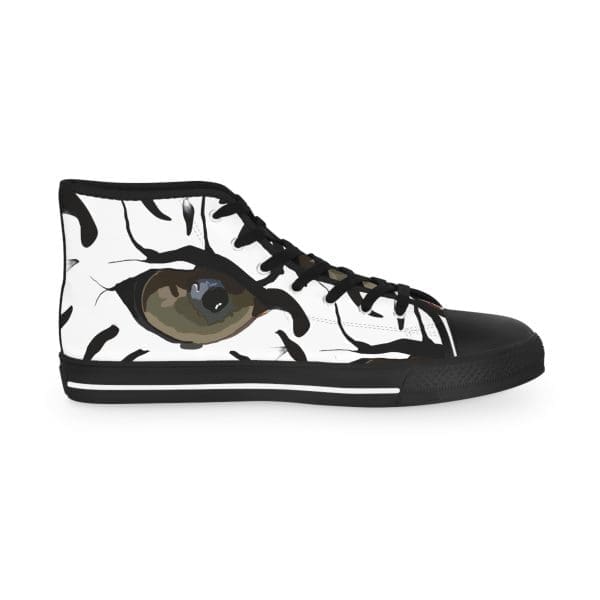 Men's High Top Sneakers, black and White Tiger eye design. - Image 5
